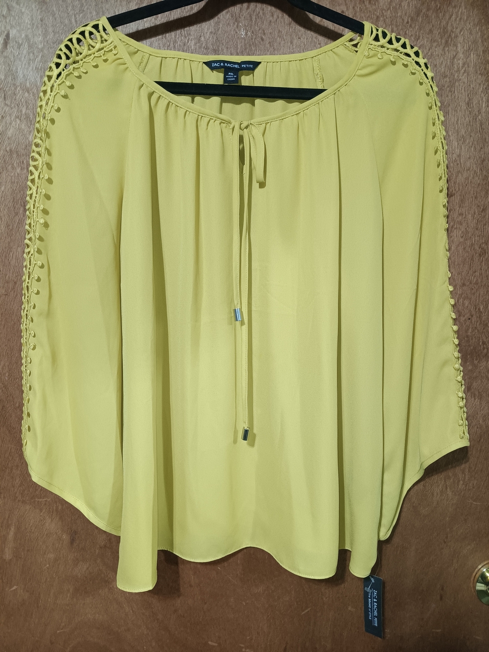 Zac & Rachel Bright Lime Matcha Tie-Front Blouse